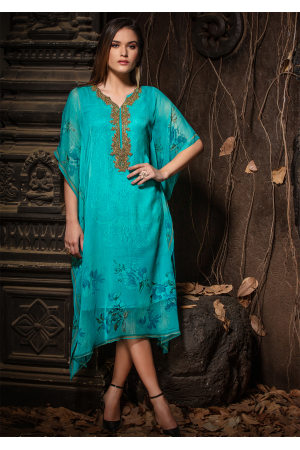 Blue Color Designer Chiffon Kurti